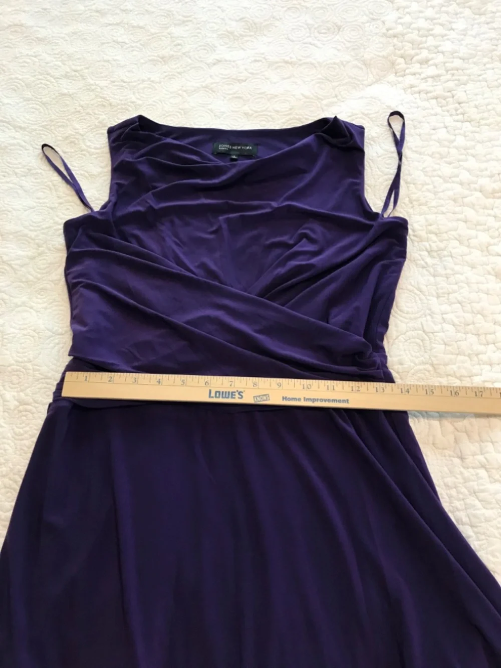 Jones NY sleeveless cowl neck purple midi length slip on dress (6) - Picture 7 of 15